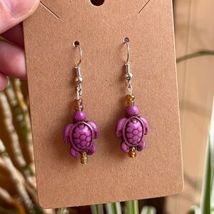 Purple Turtle Earrings